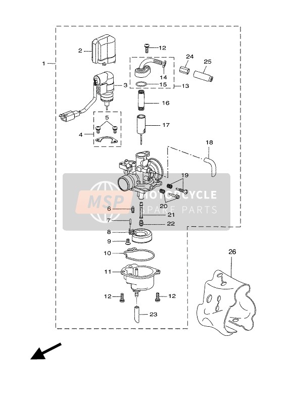 Yamaha CW50 2012 Carburatore per un 2012 Yamaha CW50